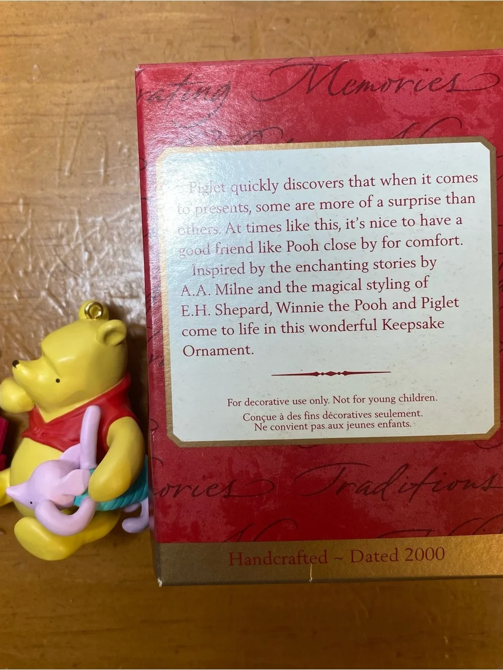 Hallmark Winnie The Pooh Disney Piglet's Jack-in-the Box Christmas Ornament 2000